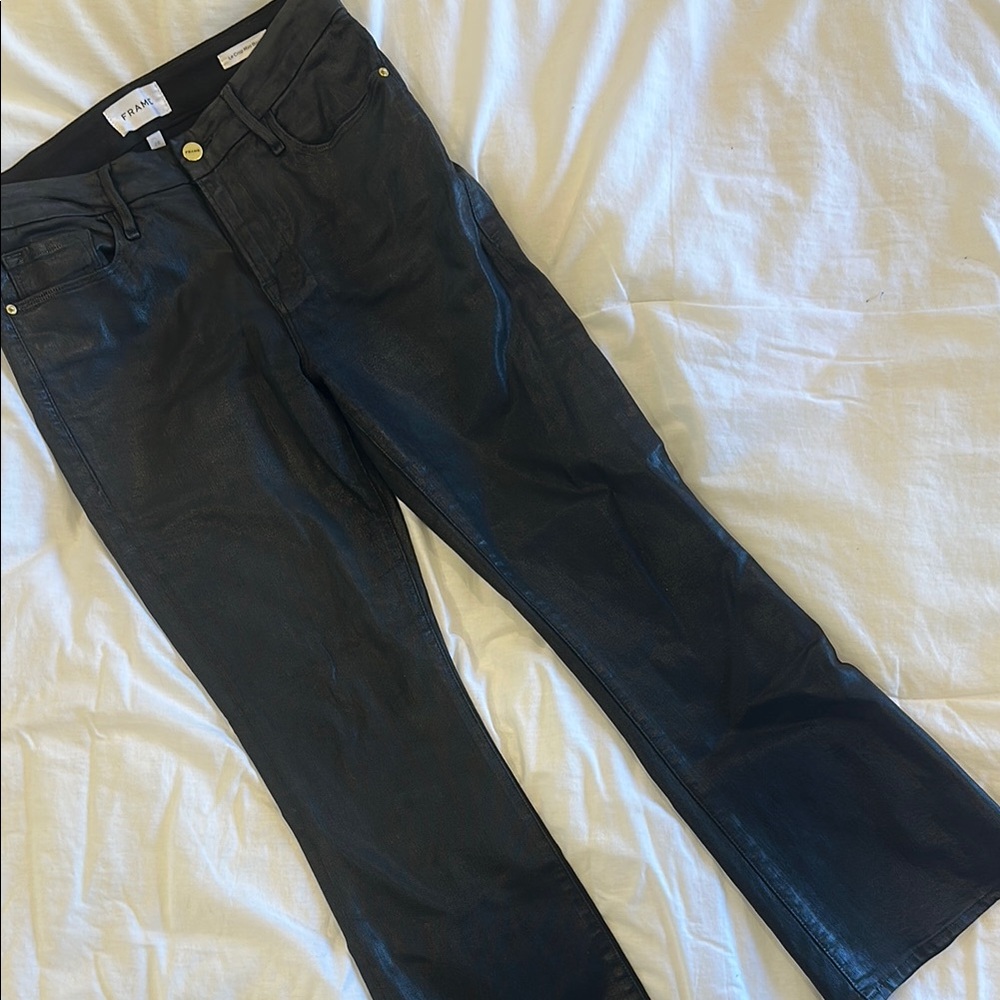 Frame Le Crop Mini Boot Black Waxed Jeans